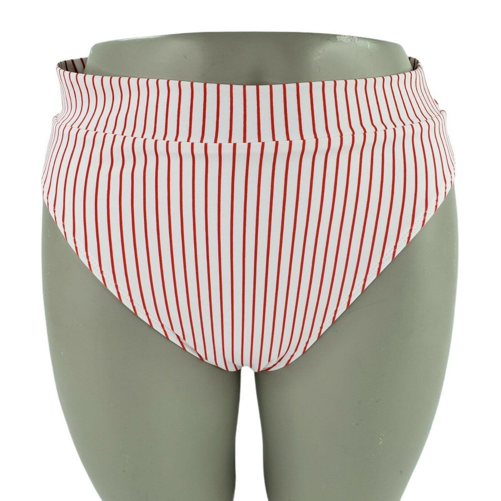 High Waist High Leg Bikini Swim Bottoms Juniors 7/9 Womens 4/6 Pin Stripes